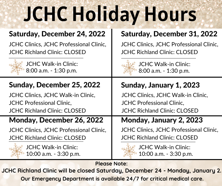 Holiday Hours for December & January
